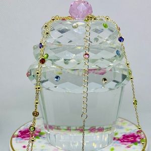 “Rainbow Drip” gp over silver multi gems necklace